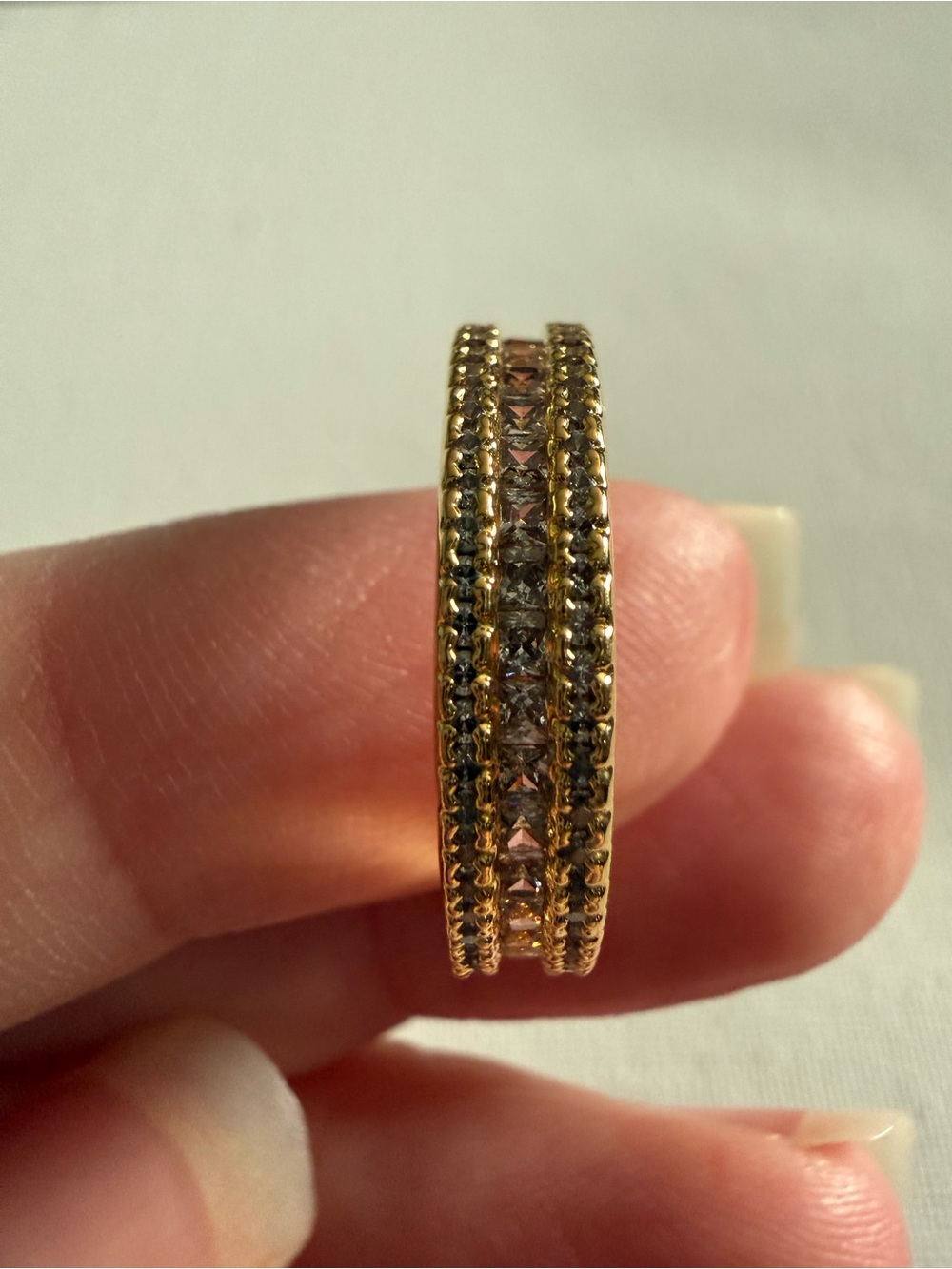 NEW Nordstrom Gold-Tone Crystal Triple -Row Band Ring 6